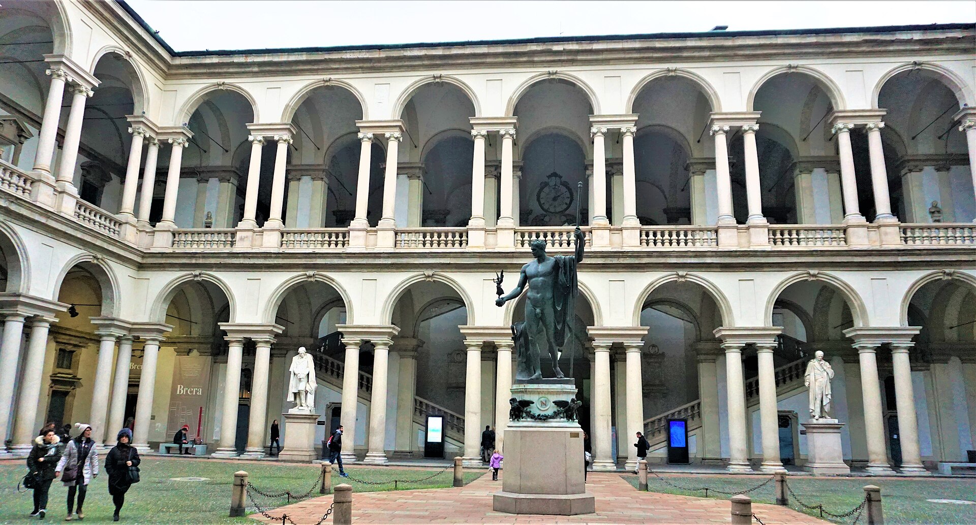 The historic Pinacoteca di Brera courtyard in Milan